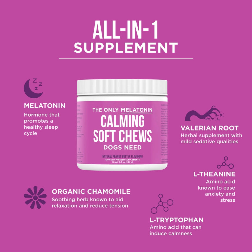 Calm & Serene Melatonin Soft Chews - Natural Anxiety Relief